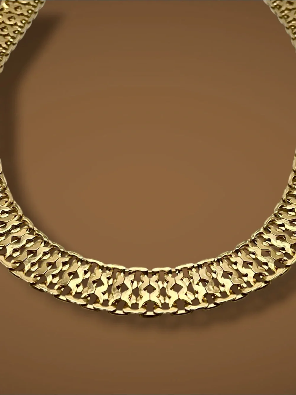 Vintage Unsigned Monet Gold Tone Statement Runway Choker Collar Necklace